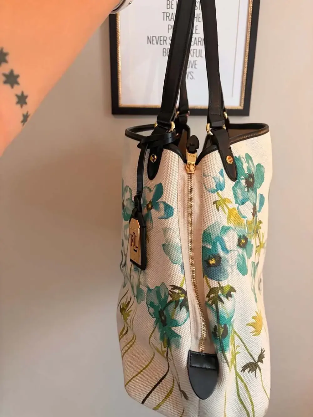 Lauren Ralph Lauren Floral Print Canvas Tote Bag